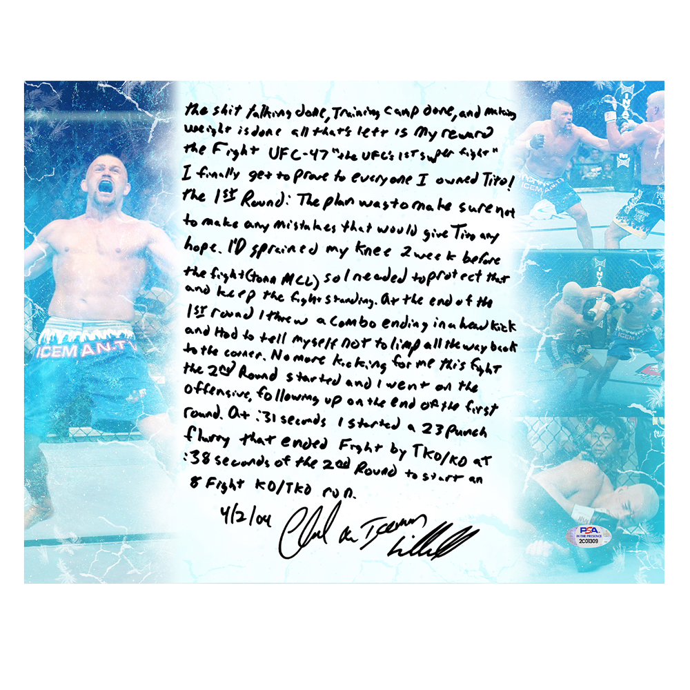 Chuck Liddell Signed 11x14 UFC 47 vs. Tito Ortiz Hand-Written “Story Photo”